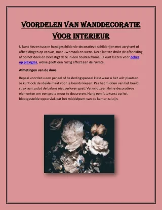 Voordelen van wanddecoratie voor interieur