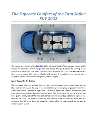 Tata Safari Spare Parts - The Supreme Comfort of the Tata Safari SUV 2022