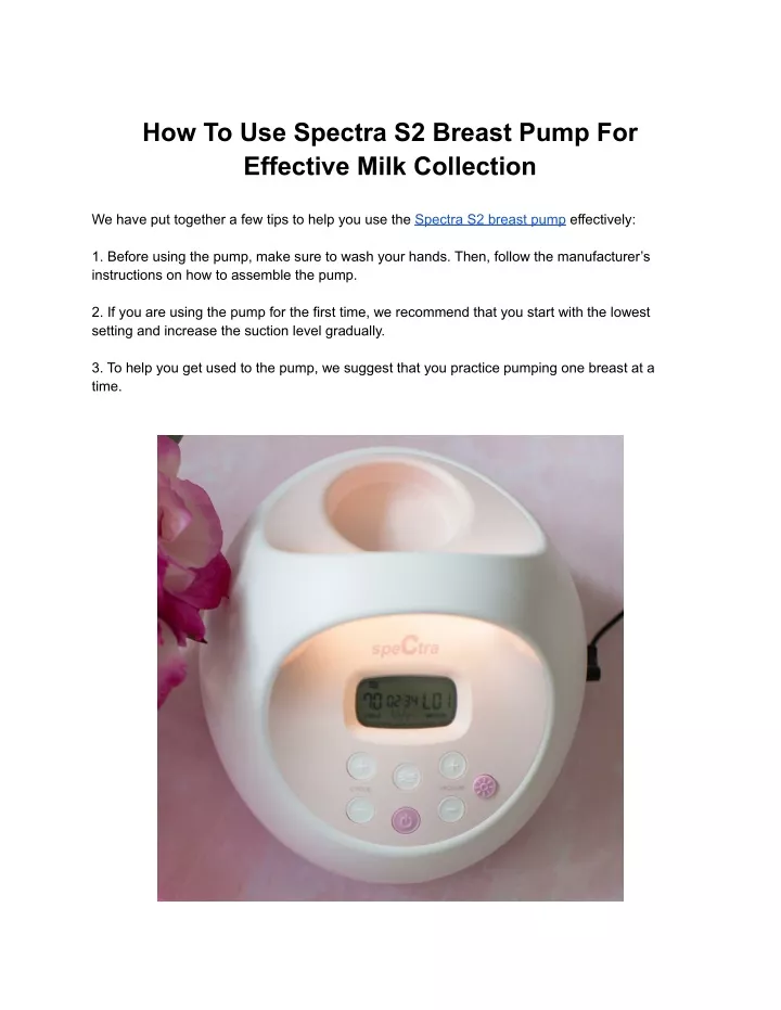 how to use spectra s2 breast pump for effective