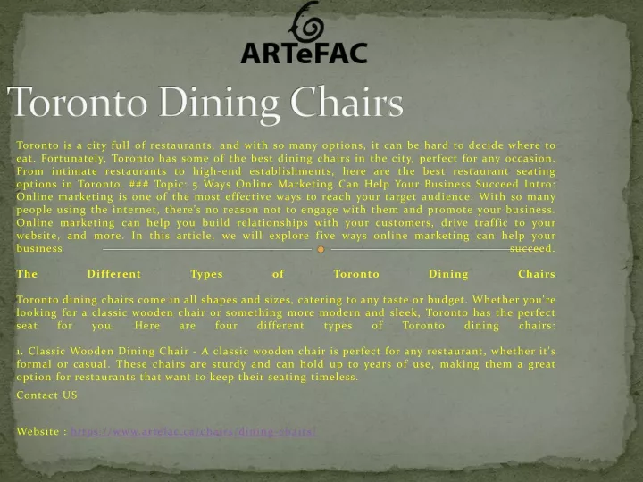 toronto dining chairs