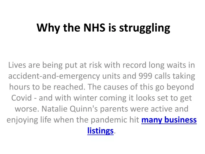 why the nhs is struggling