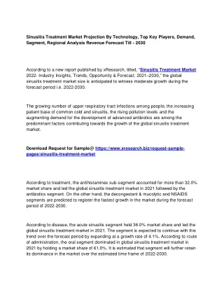 sinusitis treatment market projection