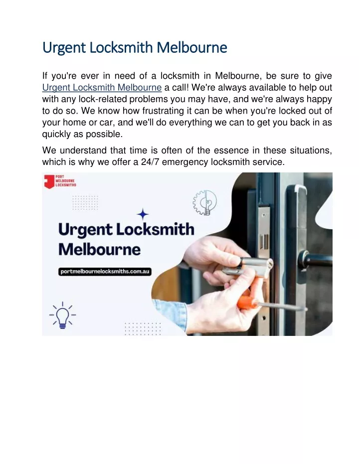 urgent locksmith melbourne urgent locksmith