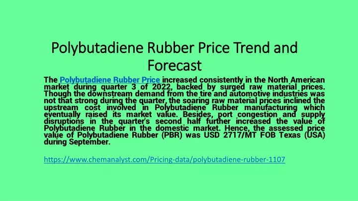 polybutadiene rubber price trend and forecast