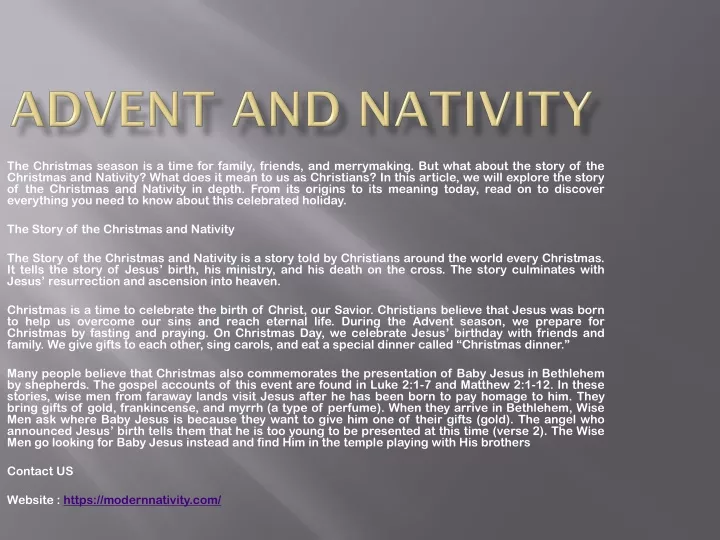 advent and nativity