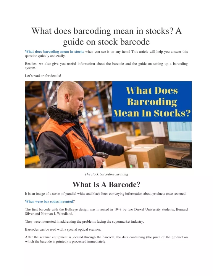 what does barcoding mean in stocks a guide