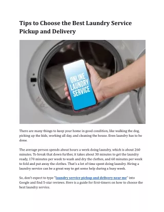 Tips to Choose the Best Laundry Service Pickup and Delivery