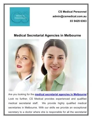 Medical Secretarial Agencies in Melbourne