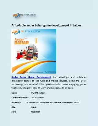 Affordable andar bahar game development in Jaipur