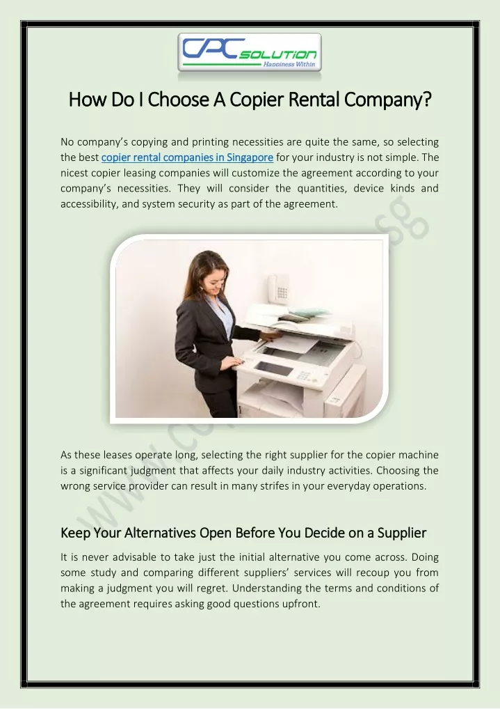 how do i choose a copier rental company