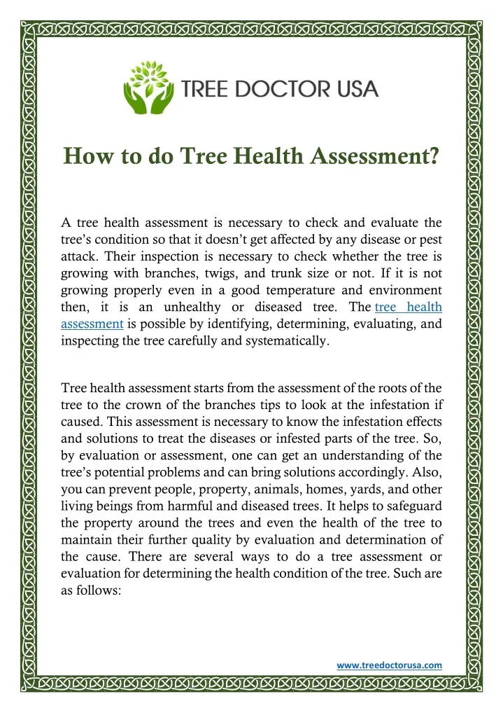 how to do tree health assessment