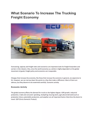What Scenario To Increase The Trucking Freight Economy