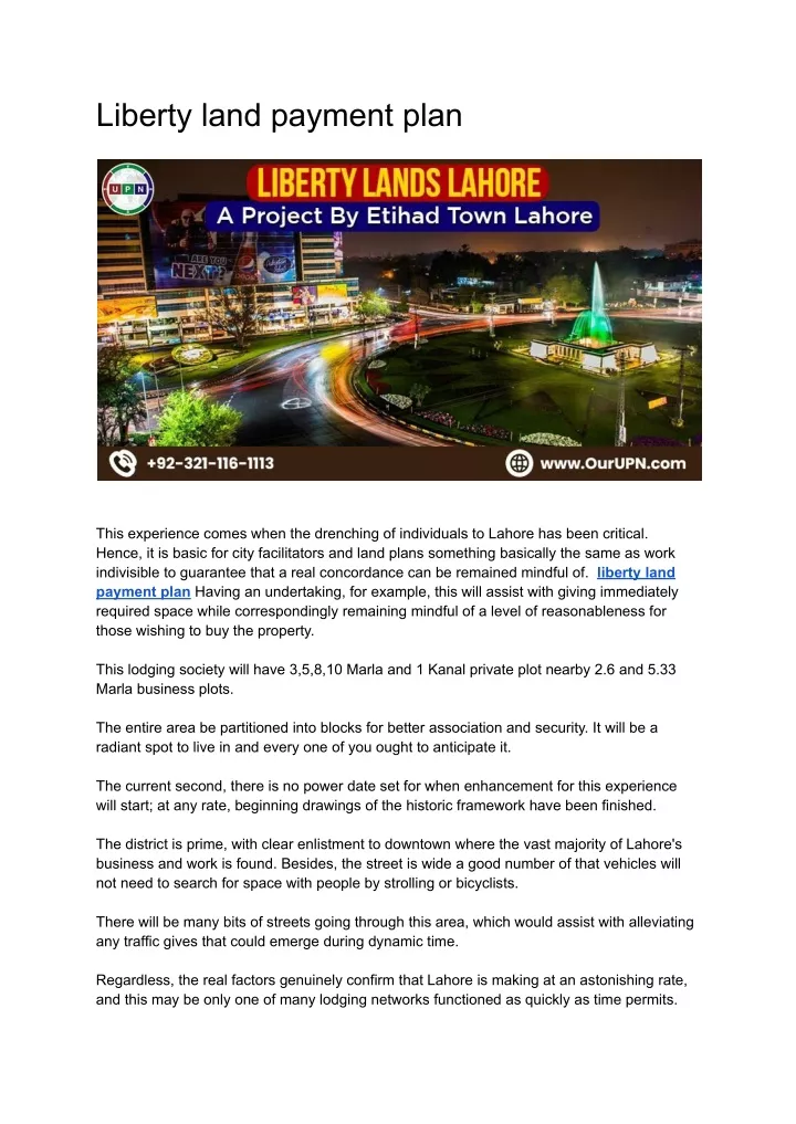 liberty land payment plan