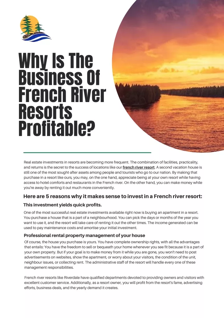 why is the business of french river resorts