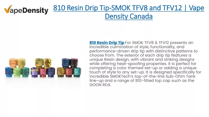 810 resin drip tip smok tfv8 and tfv12 vape density canada