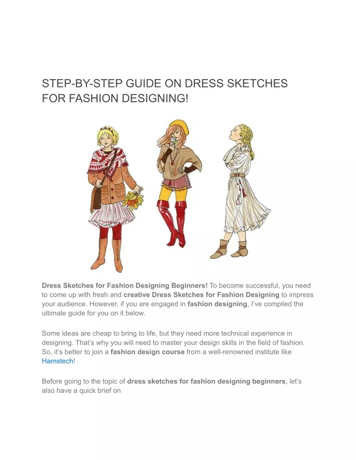 step by step guide on dress sketches for fashion