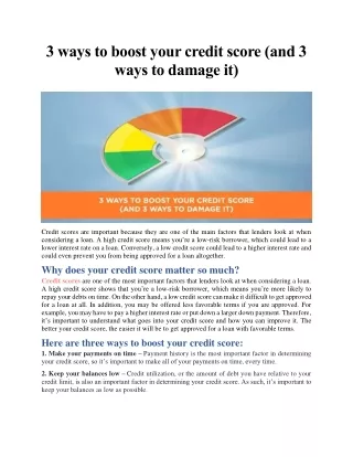 3 ways to boost your credit score and 3 ways