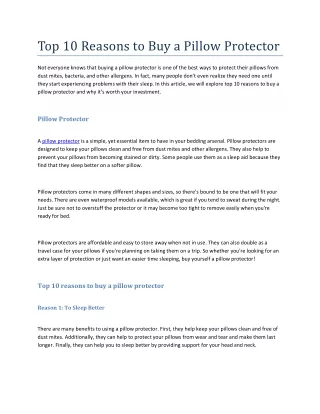 top 10 reasons to buy a pillow protector