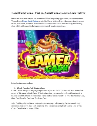 Camel Cash Casino - That one Social Casino Game to Look Out For