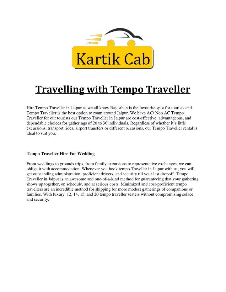 travelling with tempo traveller