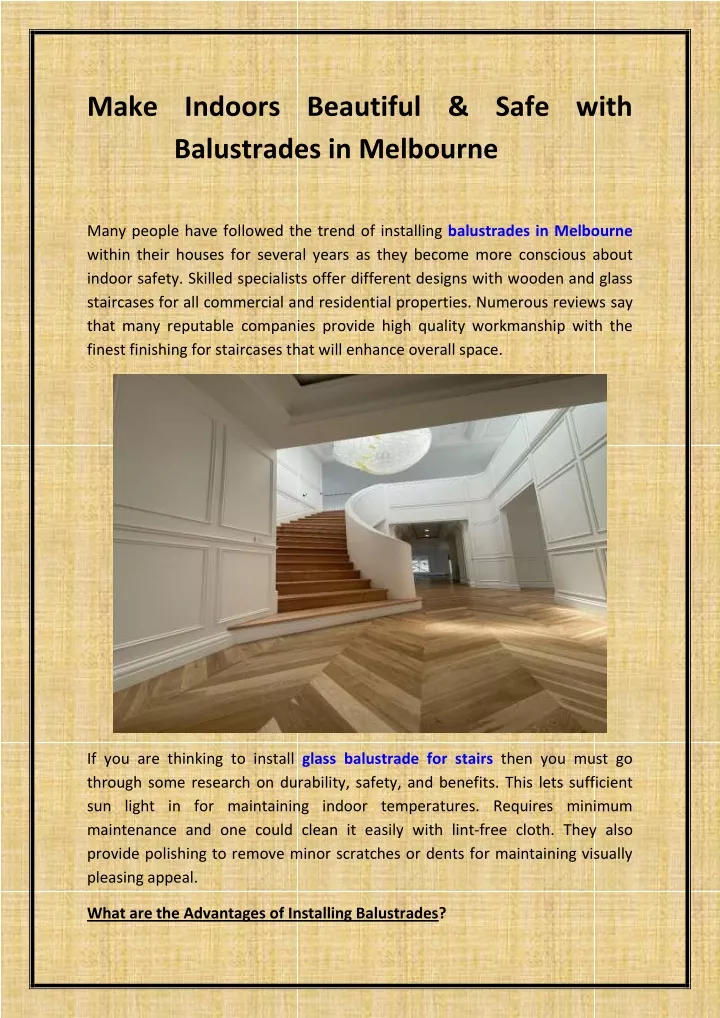 make indoors beautiful safe with balustrades