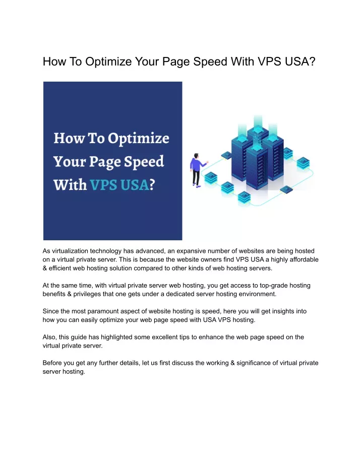 how to optimize your page speed with vps usa