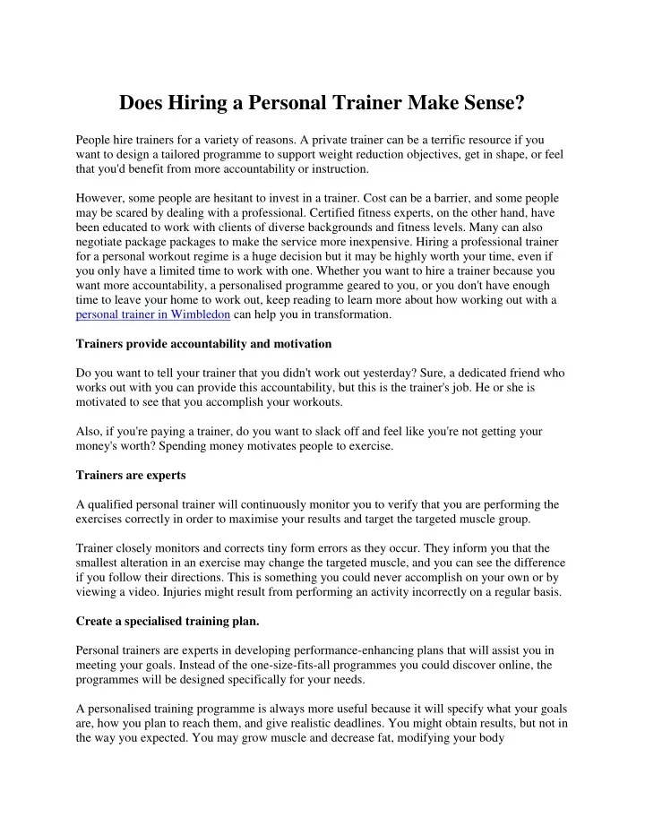 does hiring a personal trainer make sense