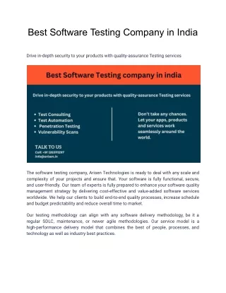 Best Software Testing Company in India
