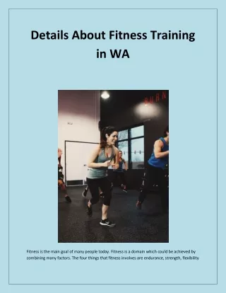 Details About Fitness Training in WA