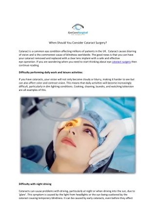 when should you consider cataract surgery