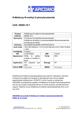 N-Methoxy-N-methyl-2-phenylacetamide CAS 95092-10-7