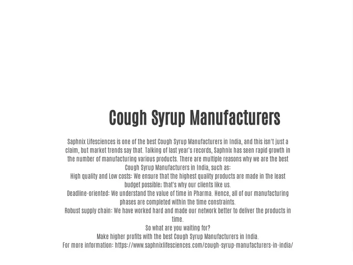 cough syrup manufacturers