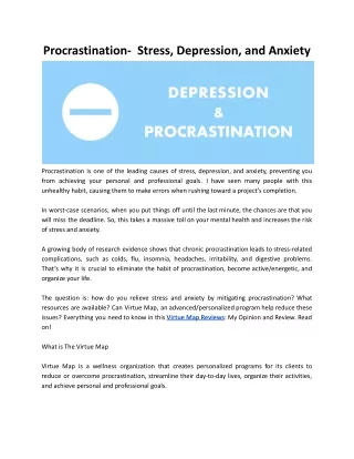 Procrastination-  Stress, Depression, and Anxiety