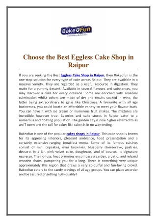 choose the best eggless cake shop in raipur