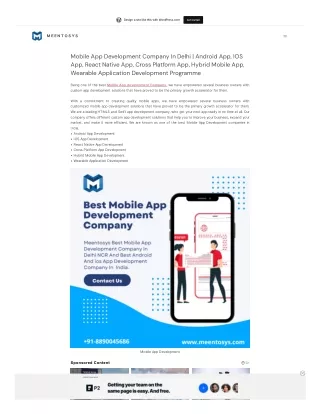 Mobile App Development Company In Delhi
