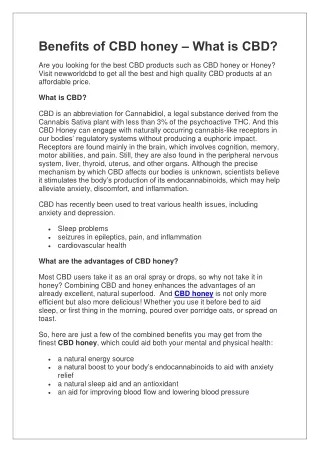 benefits of cbd honey what is cbd