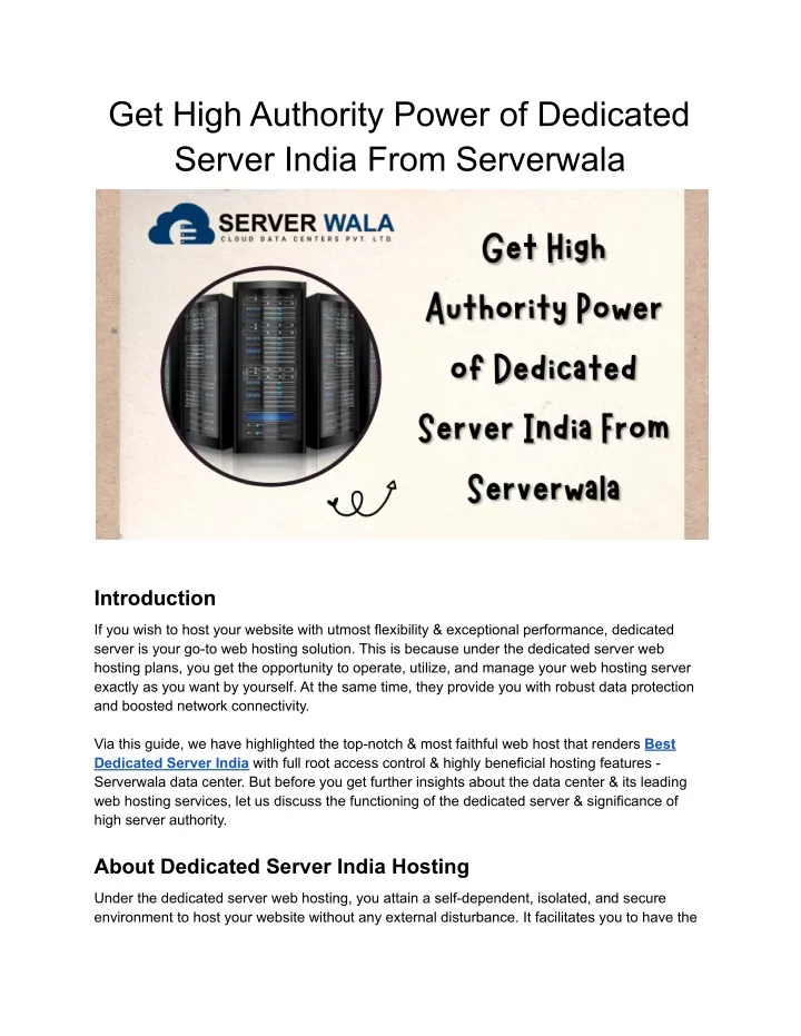 get high authority power of dedicated server