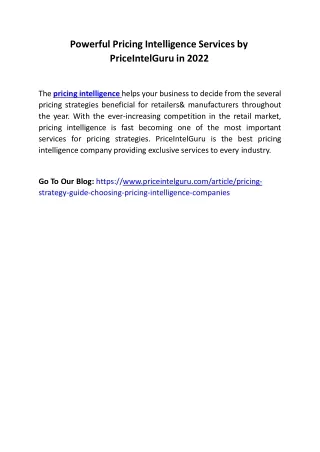 powerful pricing intelligence services