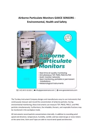 airborne particulate monitors gaxce sensors