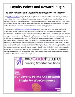 loyalty points and reward plugin