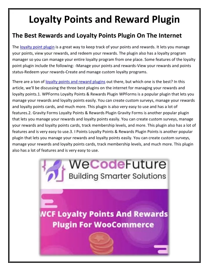 loyalty points and reward plugin