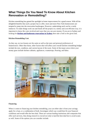 PPT - What Things Do You Need To Know About Kitchen Renovation or ...