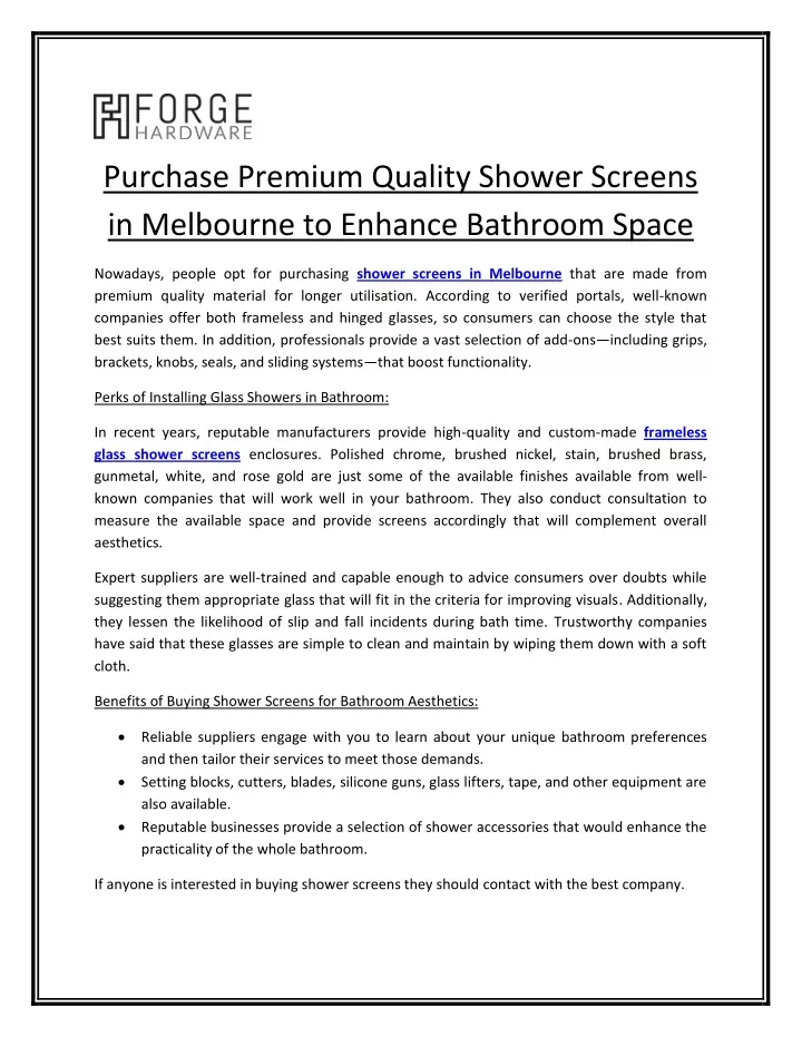 purchase premium quality shower screens