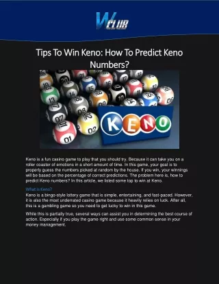 Tips To Win Keno: How To Predict Keno Numbers?