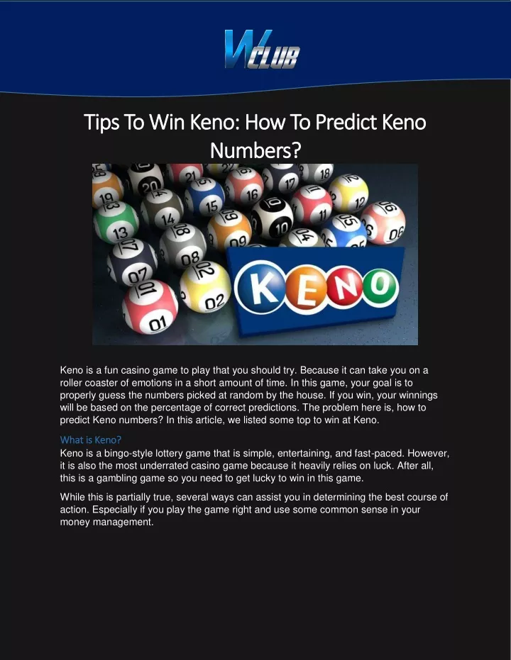 tips to win keno how to predict keno tips