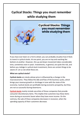 cyclical stocks things you must remember while