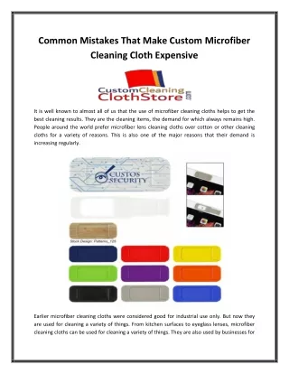 Common Mistakes That Make Custom Microfiber Cleaning Cloth Expensive