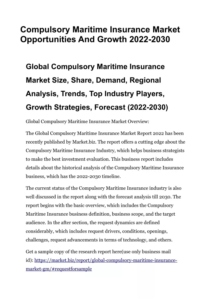 compulsory maritime insurance market