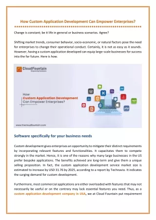 How Custom Application Development Can Empower Enterprises?