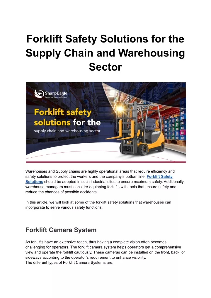 forklift safety solutions for the supply chain